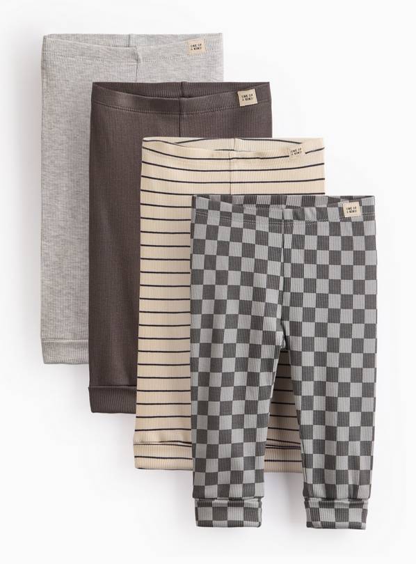 Checkered & Striped Ribbed Leggings 4 Pack 9-12 months